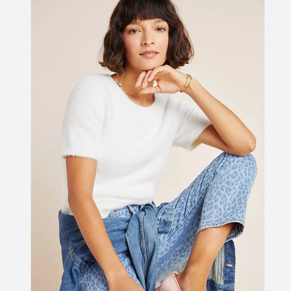 Anthropologie Suri Eyelash Sweater Tee